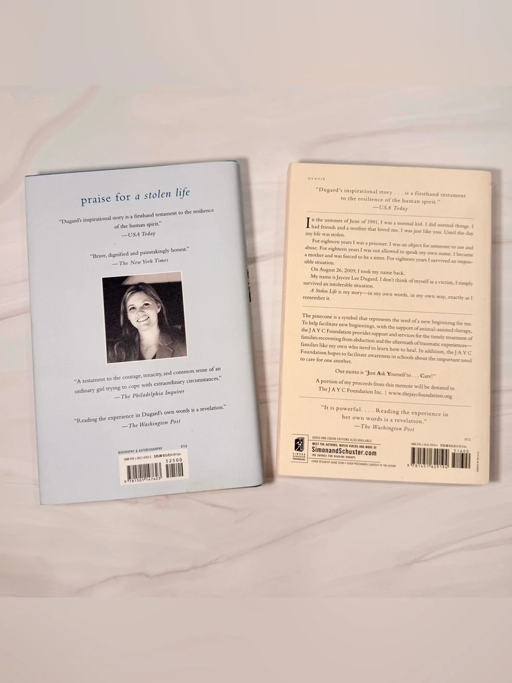 Jaycee Dugard First Ed Set Freedom and A Stolen Life Book Set - NEW